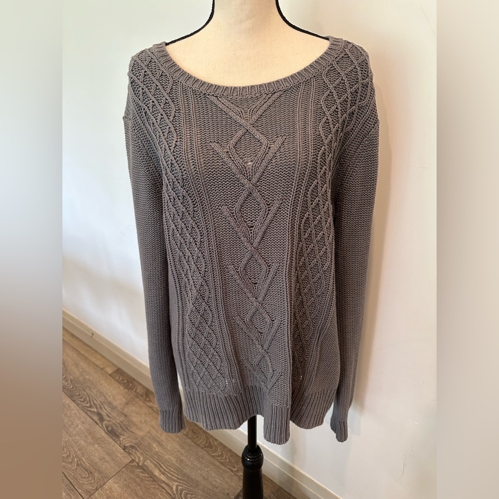 GH Bass Co. Grey Knit Sweater Oversized Long Sleeve SZ XL Cotton Vintage Unisex